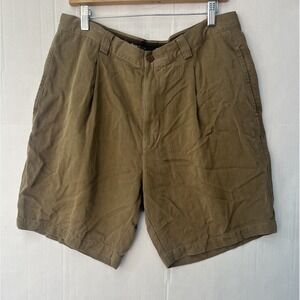 Vtg Tommy Bahama Relaxed Pleated 100% Silk Herringbone Brown Shorts Mens Sz 36